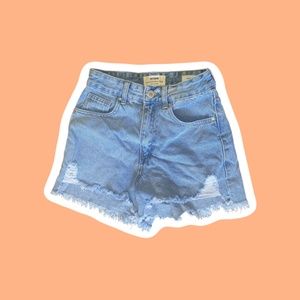 Cotton On High Rise Ripped Jean Shorts